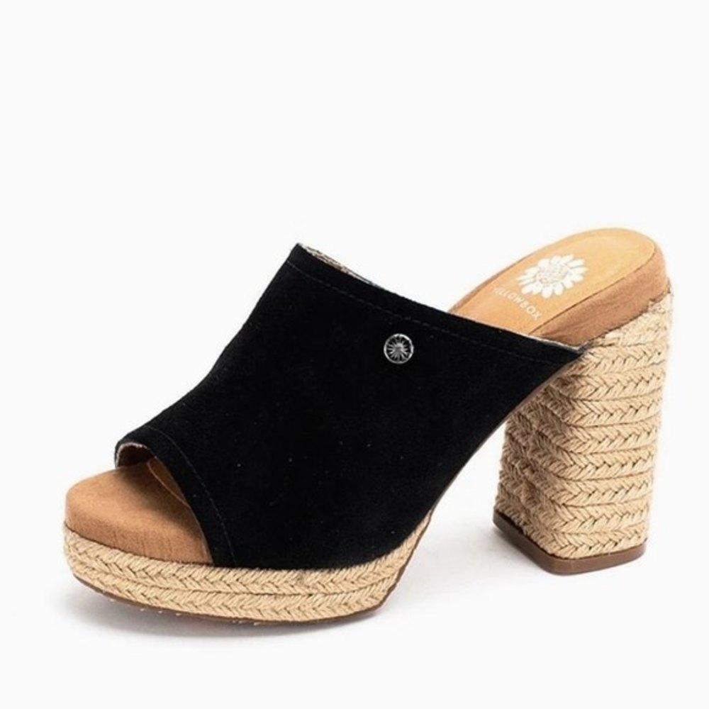 NEW Yellow Box Suede Espadrille Platform Block Heel Sandal